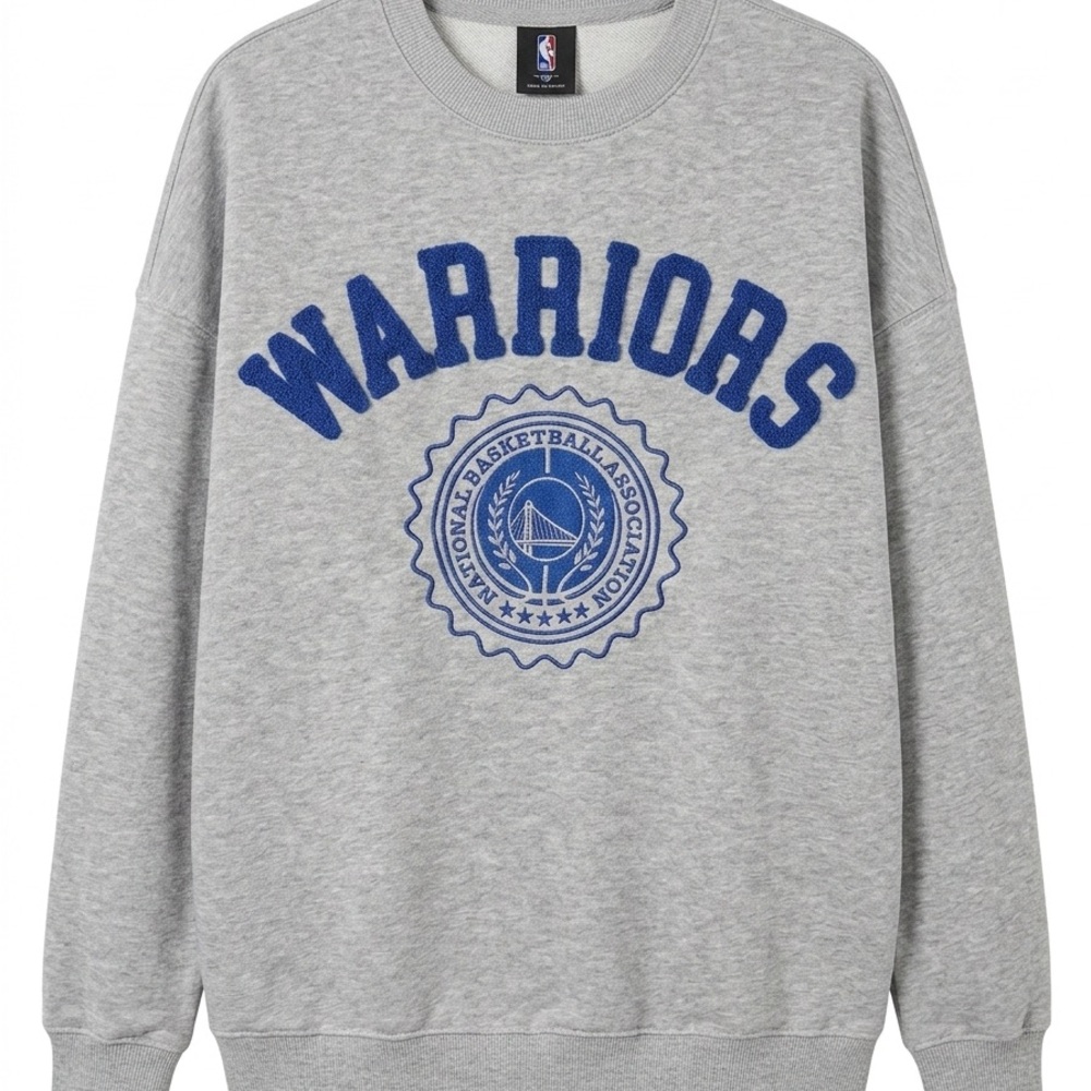 NBA Warriors Gray and Blue Crewneck Sweater